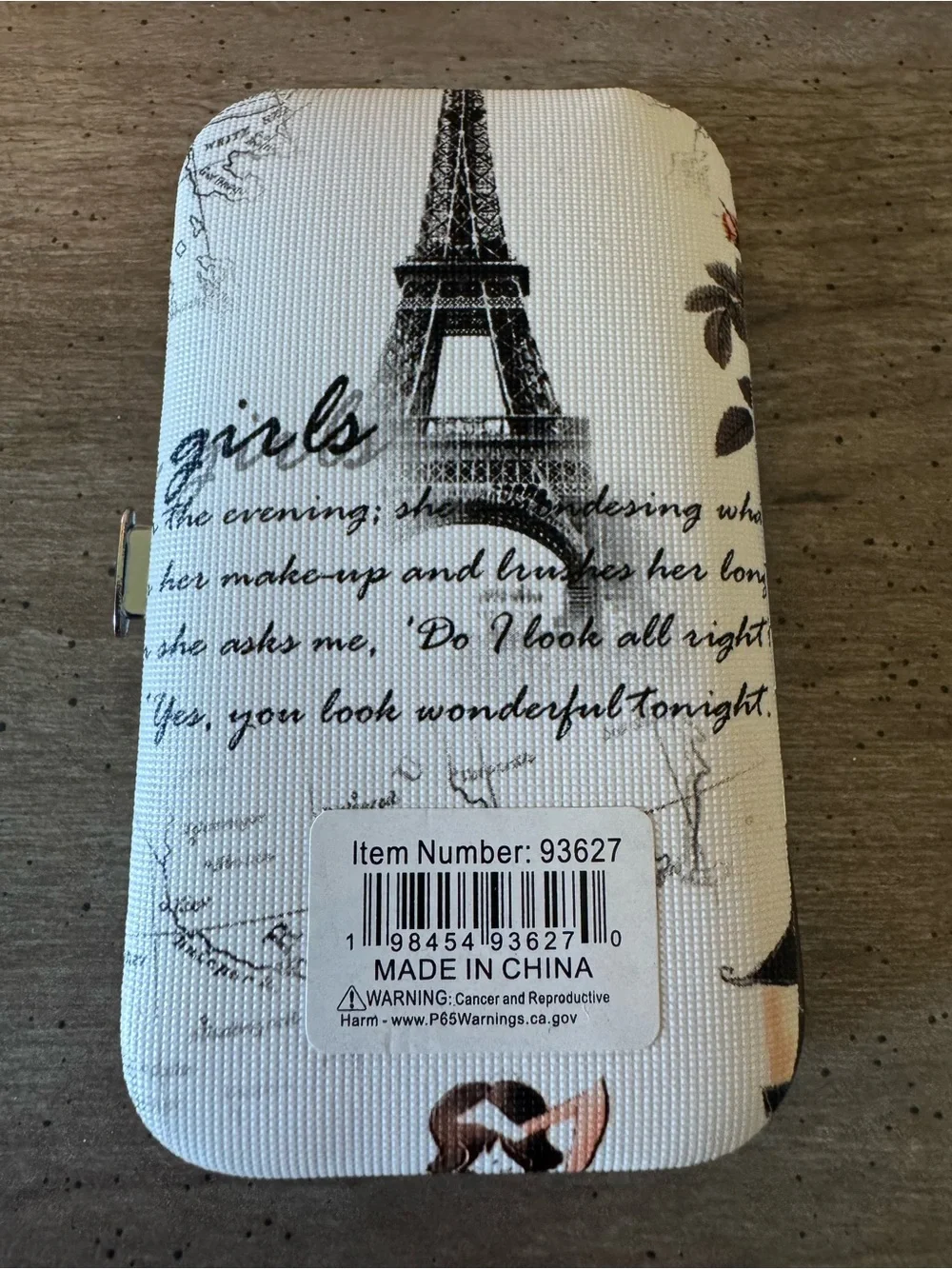 Eiffel Tower Paris Canvas snap closure manicure set